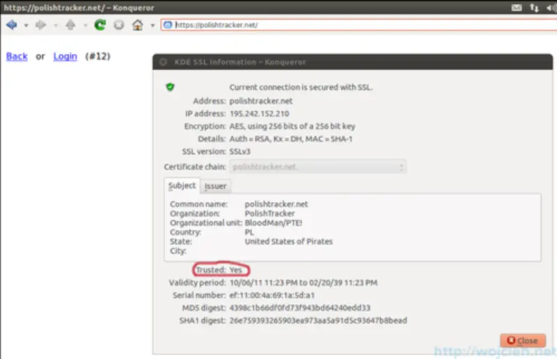 Certyfikat SSL zaimportowany w Linuxie