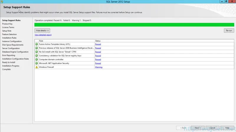 SQL Server 2012 SP1 - Setup Support Rules