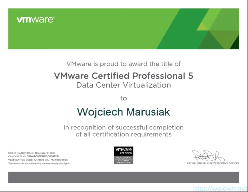 VMware Certified Professional 5 - Data Center Virtualization Certificate