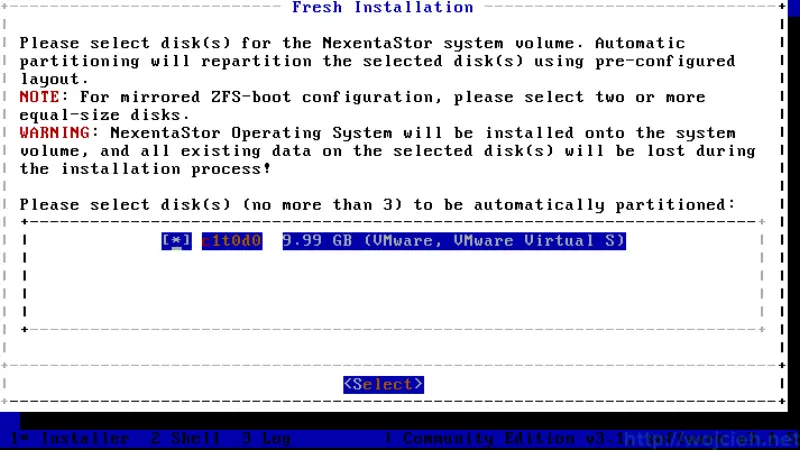 NexentaStor installation 2