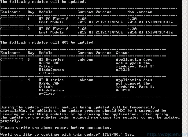 HP Virtual Connect firmware upgrade 5