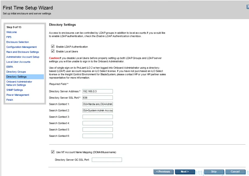 HP c7000 Enclosure configuration - First Time Setup Wizard 14