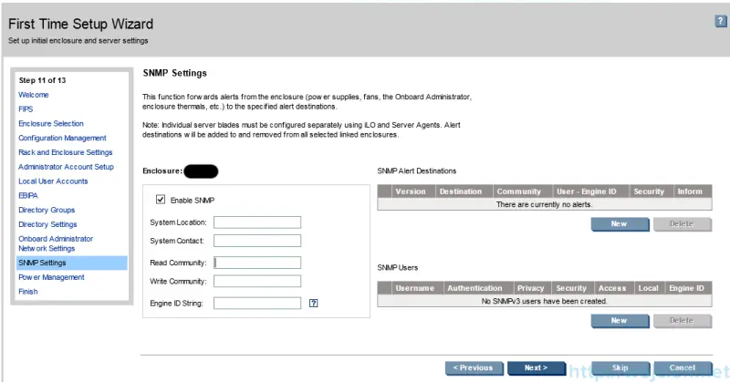 P c7000 Enclosure configuration - First Time Setup Wizard 17