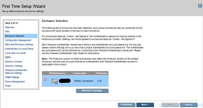 HP c7000 Enclosure configuration - First Time Setup Wizard 3