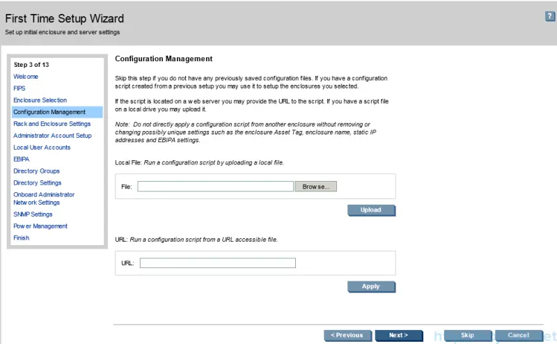 HP c7000 Enclosure configuration - First Time Setup Wizard 4