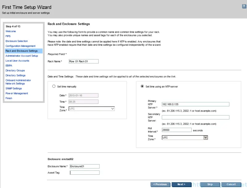 HP c7000 Enclosure configuration - First Time Setup Wizard 5