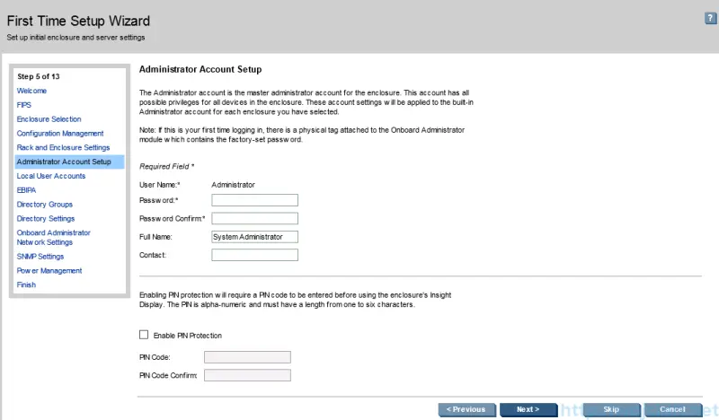 HP c7000 Enclosure configuration - First Time Setup Wizard 6