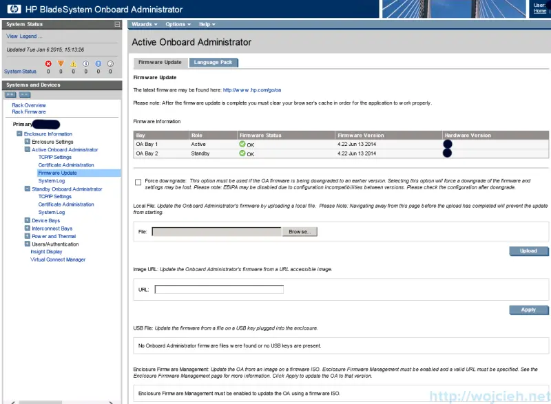 P c7000 Onboard Administrator firmware update 3