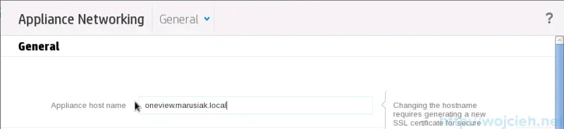 P OneView configuration - appliance host name