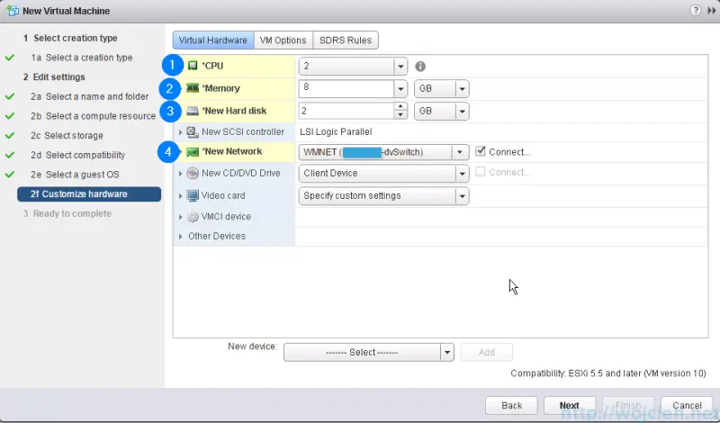 VMware ESXi 6.0 as nested virtual machine - customize hardware