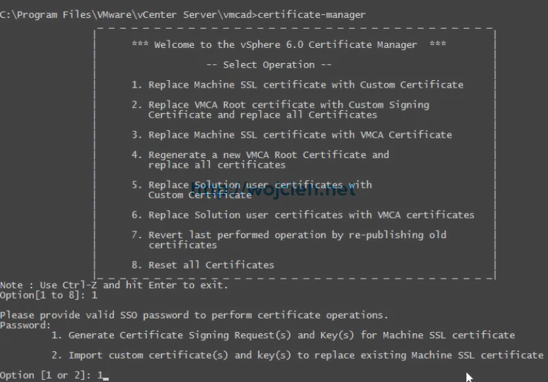 vCenter Server 6. - Replacing SSL certificates with custom VMCA - 2