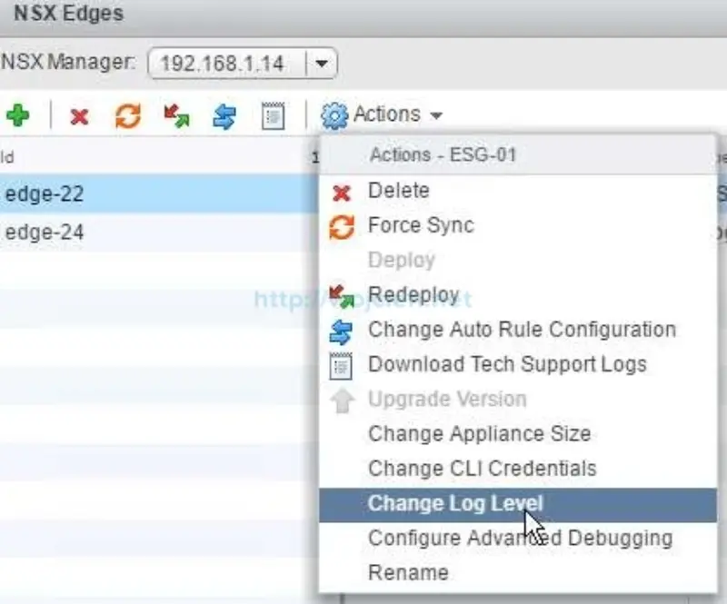 How to change logging level in NSX - 9