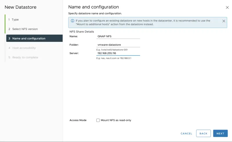 QNAP NFS details