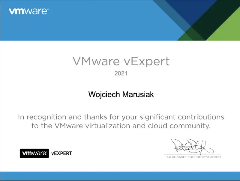 VMware vExpert Certificate
