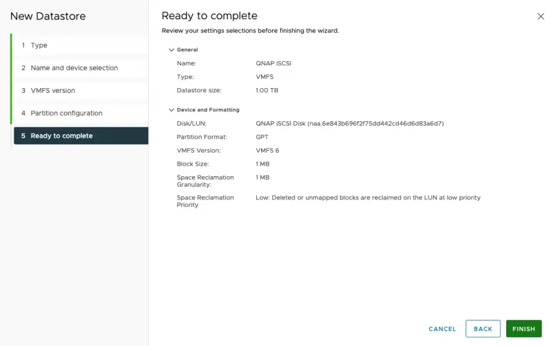 Configure Qnap iSCSI as VMware Datastore - 18