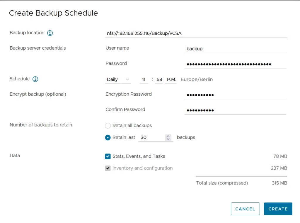 vCenter Server Appliance Backup 4